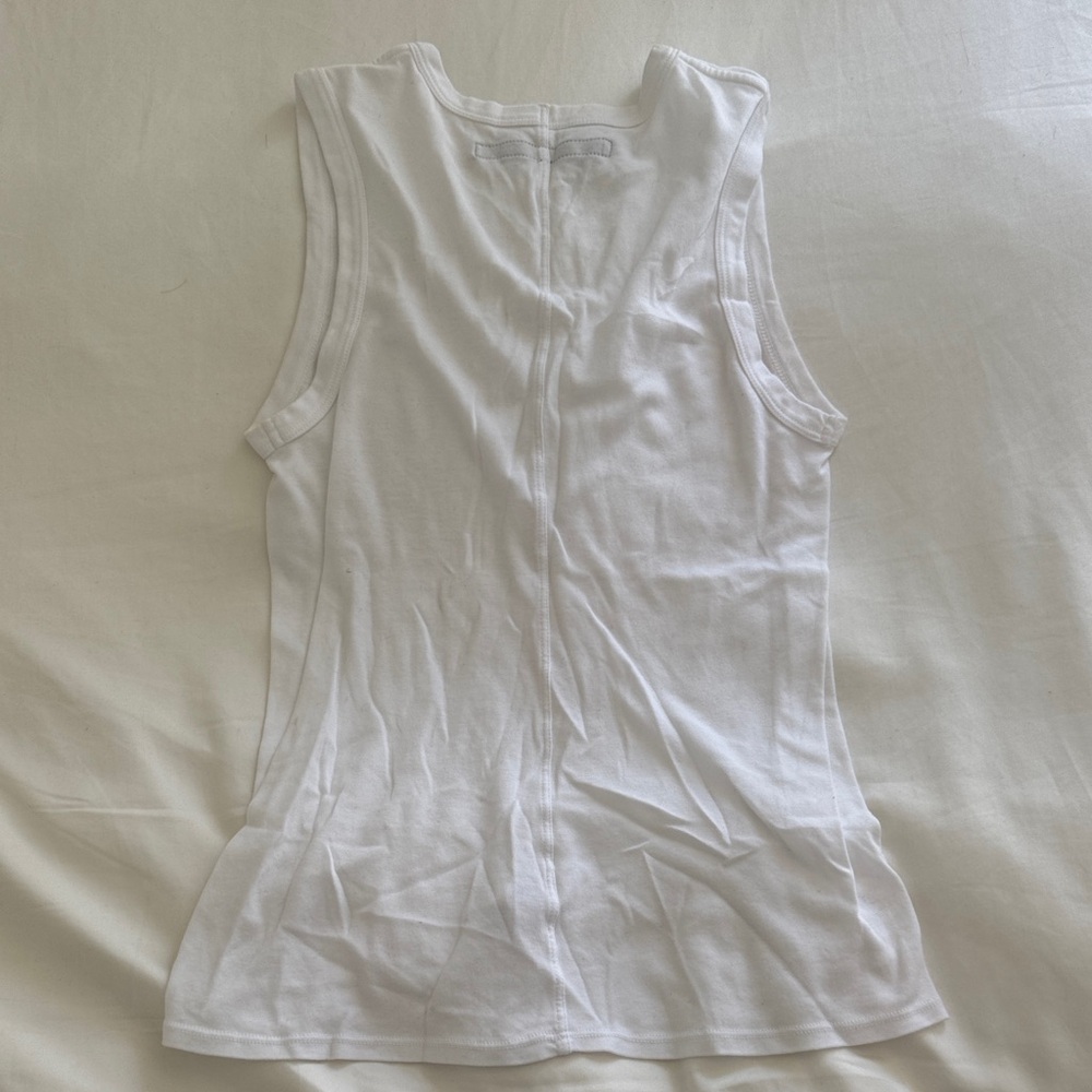 Enza Costa White V-Neck Muscle Tee - Picture 2 of 3